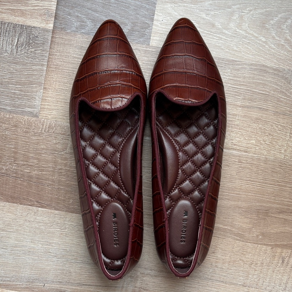 Birdies “The Sparrow” Croc-Embossed Leather Flats